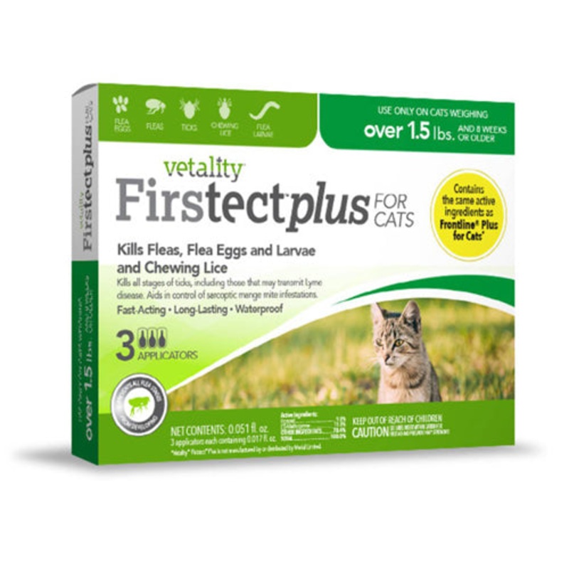 Vetality Firstect Plus Flea and Tick Treatment for Cats 3 Count