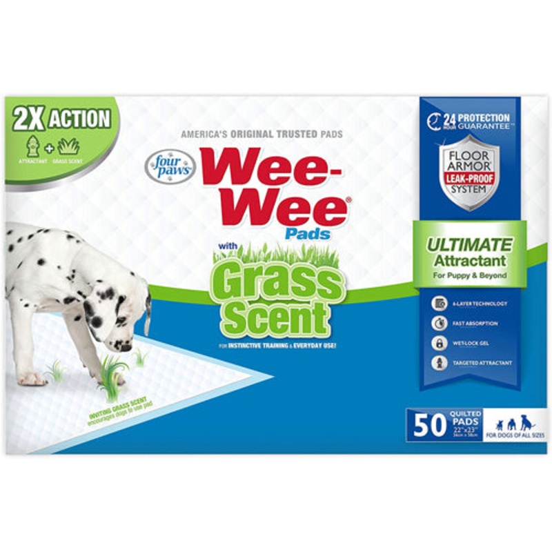 Four Paws Wee-Wee Grass Scented Puppy Pads 100 Count Standard 22" x 23"