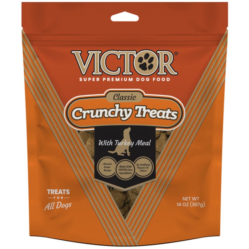 Victor Super Premium Dog Food Classic Crunchy Dog Treats with Turkey Meal 14 oz
