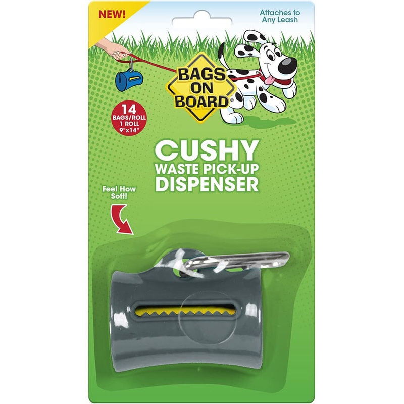 Bags On Board Cushy Waste Pick-Up Bag Dispenser Grey 14 Bags, 9 In X 14 In