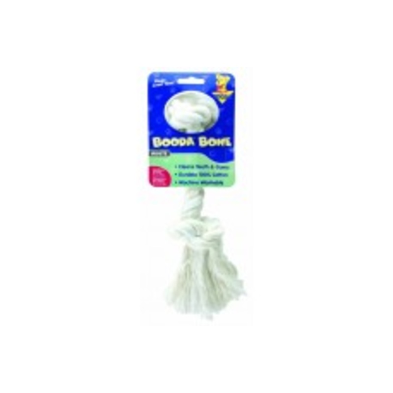 Booda 2-Knot Rope Bone Dog Toy 2 Knots Rope Bone White Medium