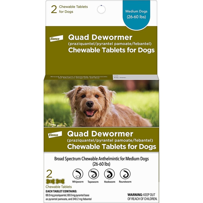 Bayer Quad Dewormer 68mg 2ct. Medium Dog