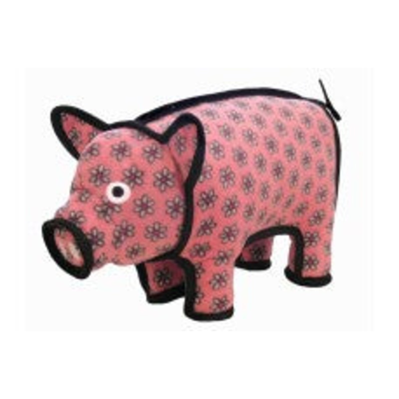 Tuffy Barn Yard Series Dog Toy Pig Pink Floral
