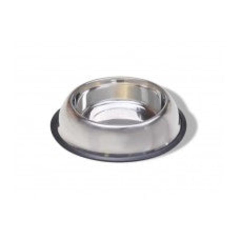 Van Ness Plastics Stainless Steel Non Tip Dog Bowl w-Rubber Ring 16oz