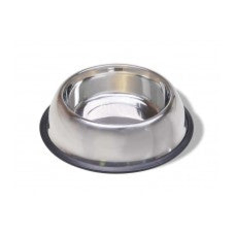 Van Ness Plastics Stainless Steel Non Tip Dog Bowl w-Rubber Ring 32oz