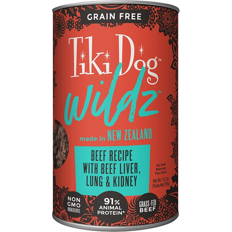 Tiki Pets Dog Wildz Beef Recipe with Beef Liver; Lung and Kidney 13.2oz. (Case Of 12)