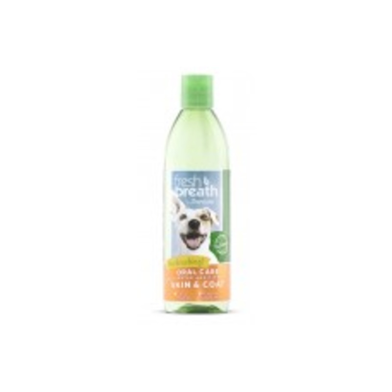 TropiClean Fresh Breath Oral Care Water Additive Plus Skin and Coat for Dogs 16 fl. oz