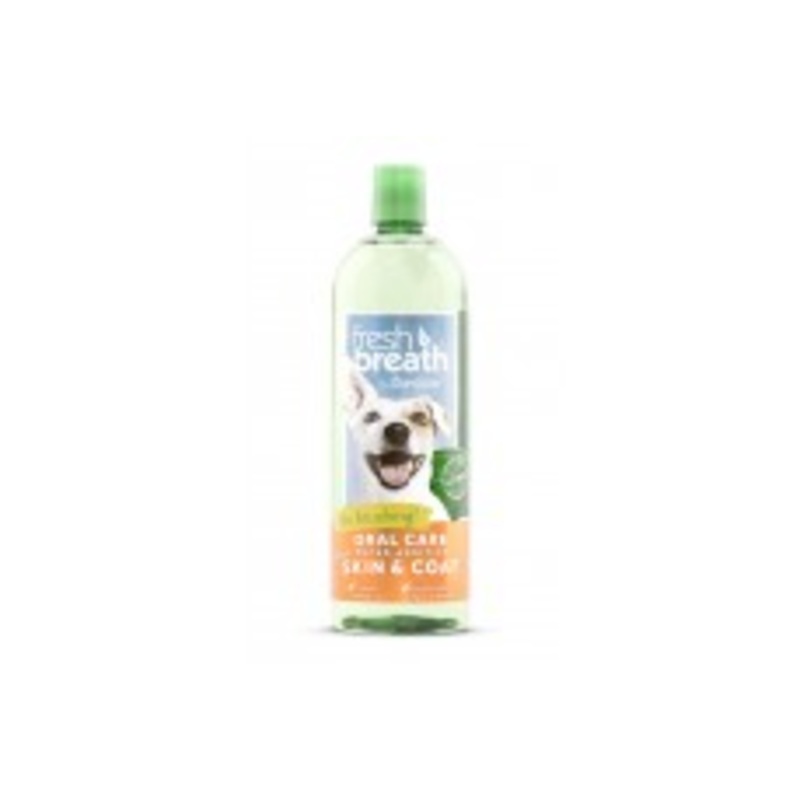 TropiClean Fresh Breath Oral Care Water Additive Plus Skin and Coat for Dogs 33.8 fl. oz