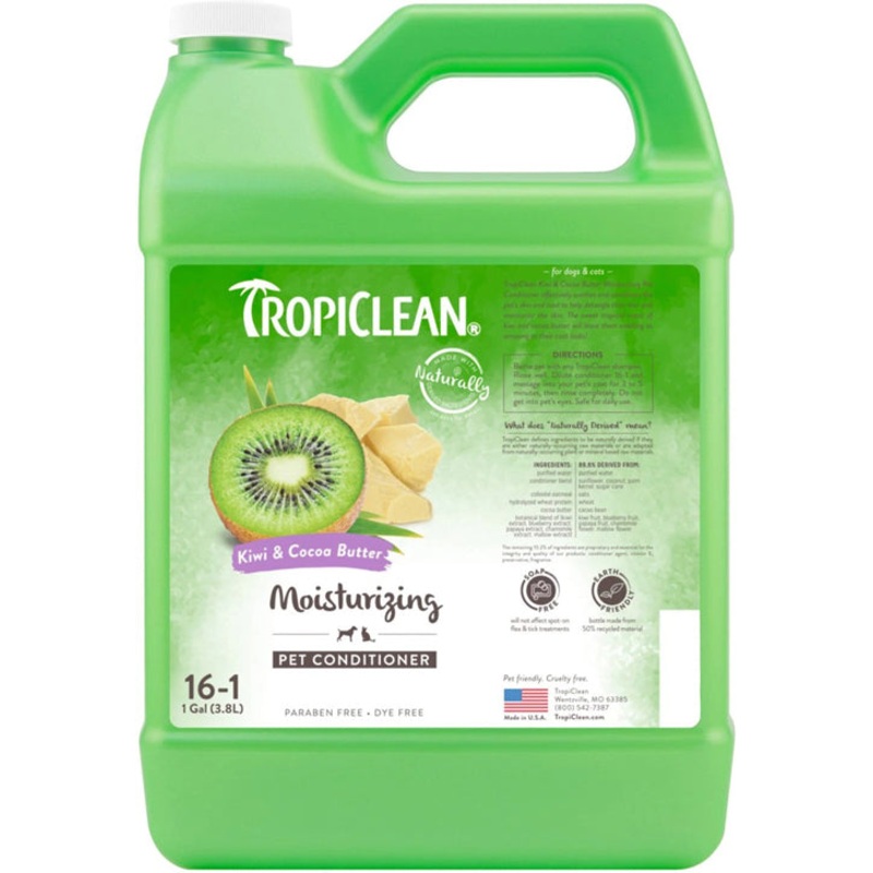 TropiClean Kiwi and Cocoa Butter Moisturizing Conditioner for Pets; 1 gal