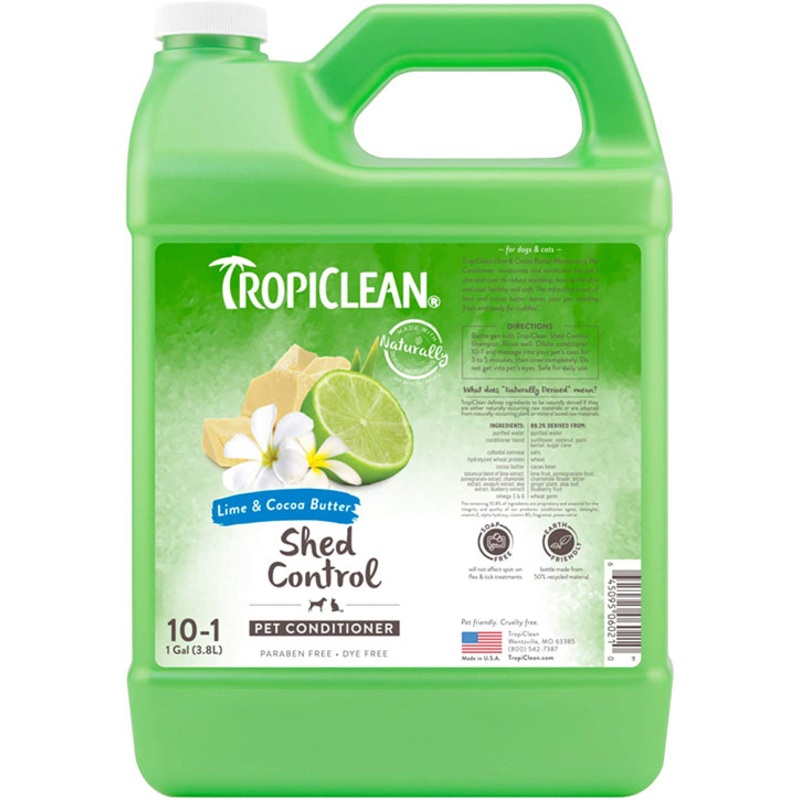 TropiClean Lime and Cocoa Butter Shed Control Conditioner for Pets 1 gal