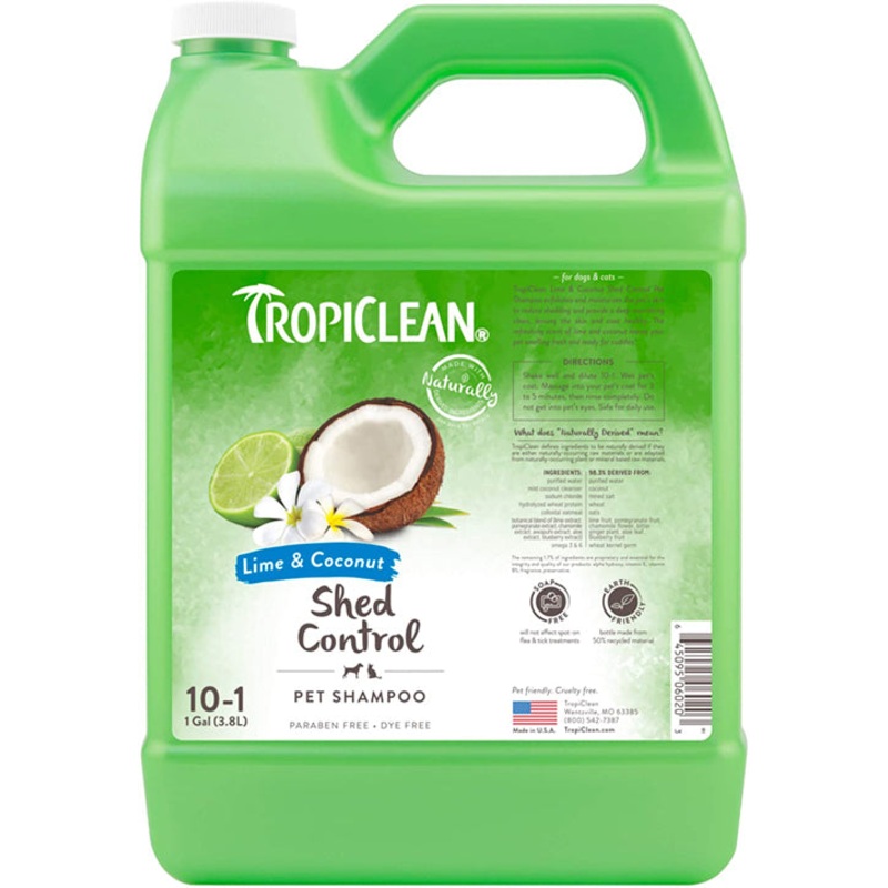 TropiClean Lime and Coconut Shed Control Shampoo for Pets 1 gal