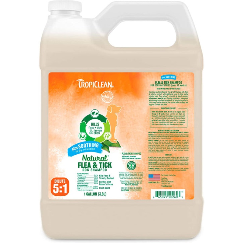 TropiClean Natural Flea Tick Soothing Shampoo for Dogs 1ea-1 gal