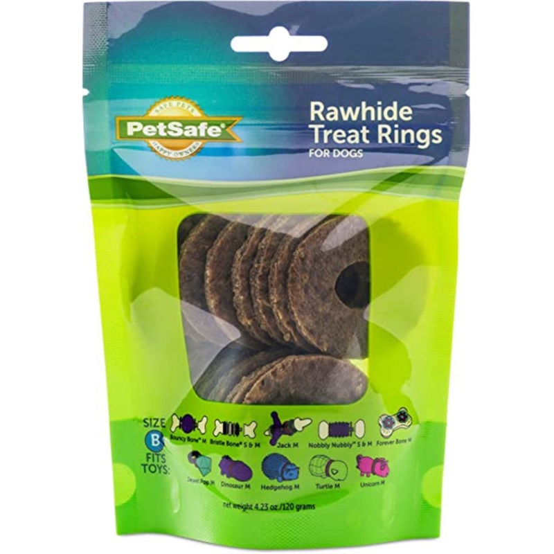 Busy Buddy Peanut Butter Flavor Rawhide Rings Dog Treat Medium Size B
