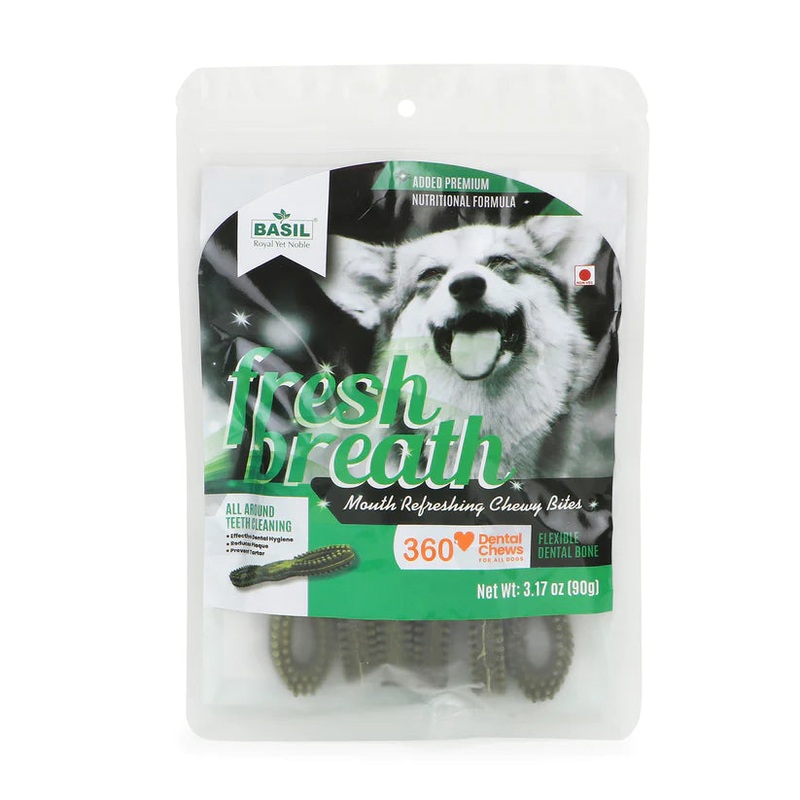 Basil Dog Treats - 360 Dental Chew - Fresh Breath (90g)