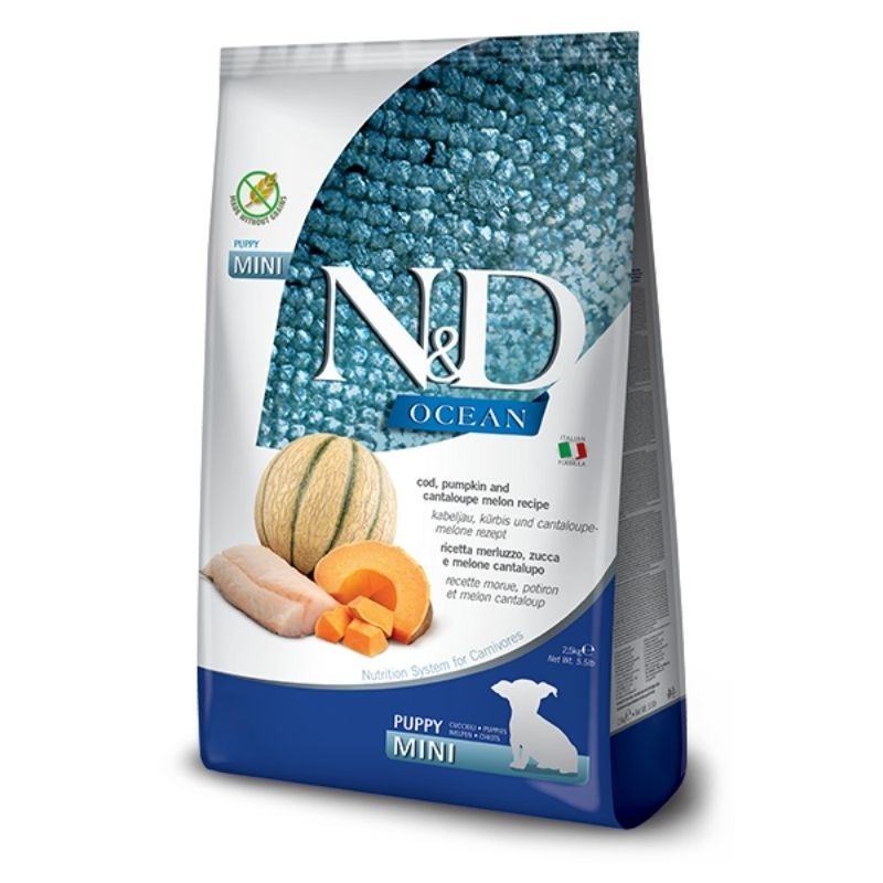 Farmina Dry Food - N&D Ocean Dog Pumpkin Codfish & Cantaloupe Melon Puppy Mini