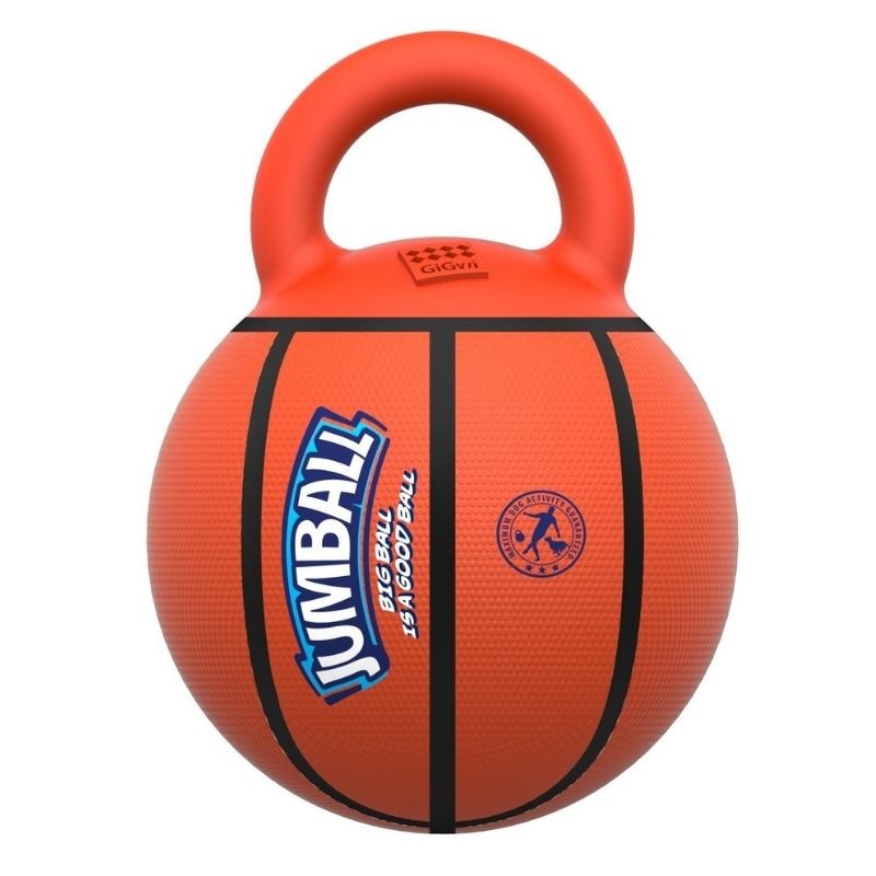 GiGwi  Dog Toys - Jumball Basket Ball with Rubber Handle (Orange)