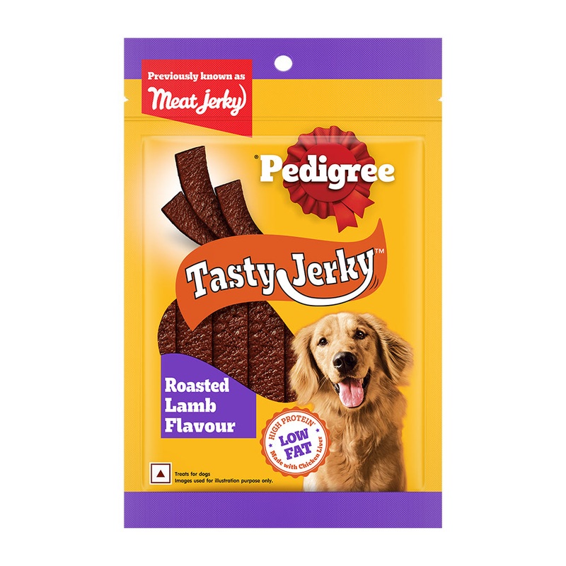 Pedigree Tasty Jerky Dog Treat, Roasted Lamb Flavour, 70 g, Jerky-style Treats for Bonding, Low-fat and High-protein* Dog Treats