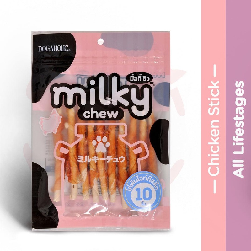 Dogaholic Dog Treats - Milky Chew Chicken Stick Style - 10 Pcs - 130g