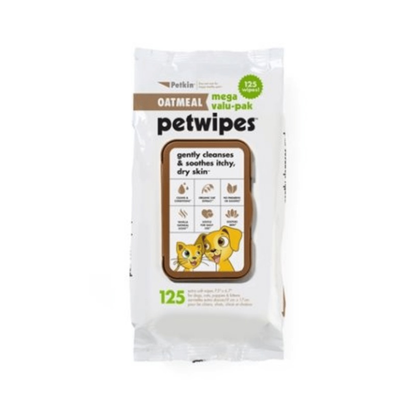 Petkin Oatmeal Pet Wipes Value Pack - 125 Wipes