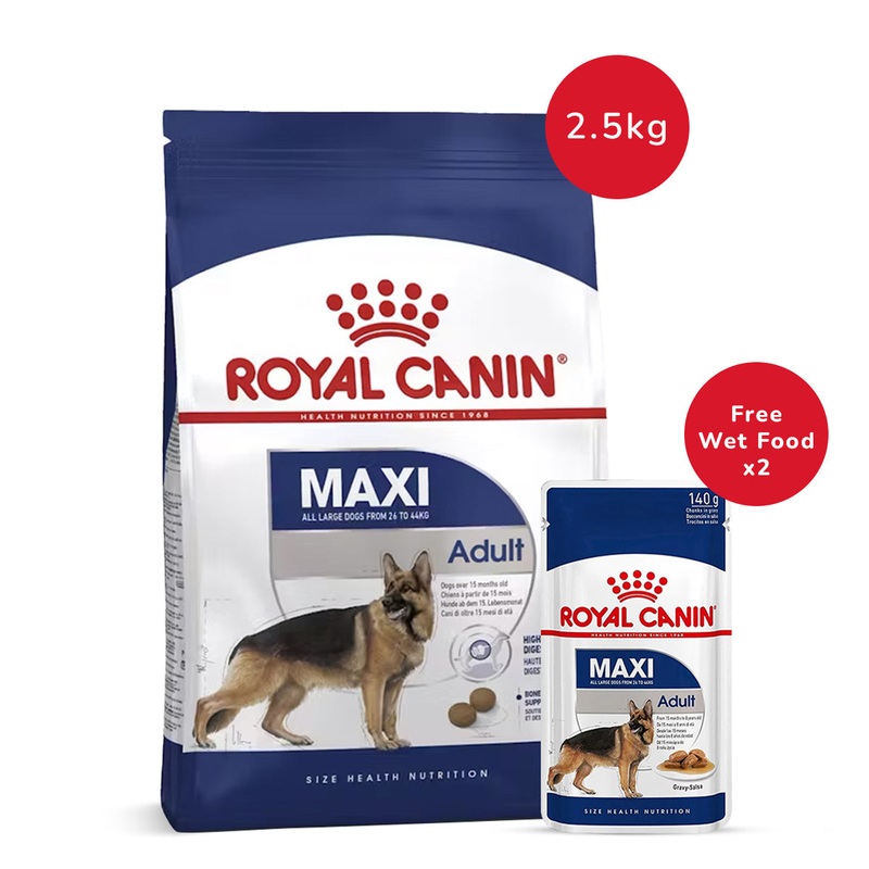 Royal Canin Maxi Adult 2.5 Kg + Royal Canin Maxi Adult Wet Dog Food (140 gm x 2)