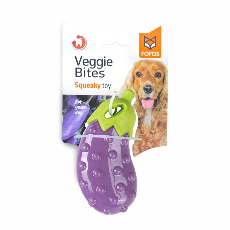 Fofos Vegi-Bites Eggplant Squeaky Chew Dog Toy