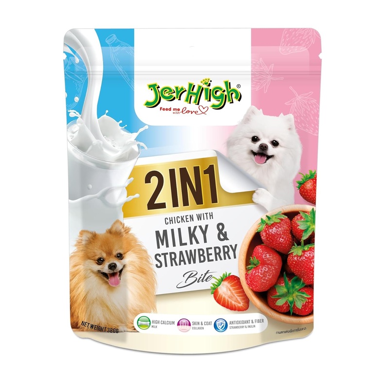 Jerhigh Milk & Strawberry Bite (2In1) Dog Treat 380 gm