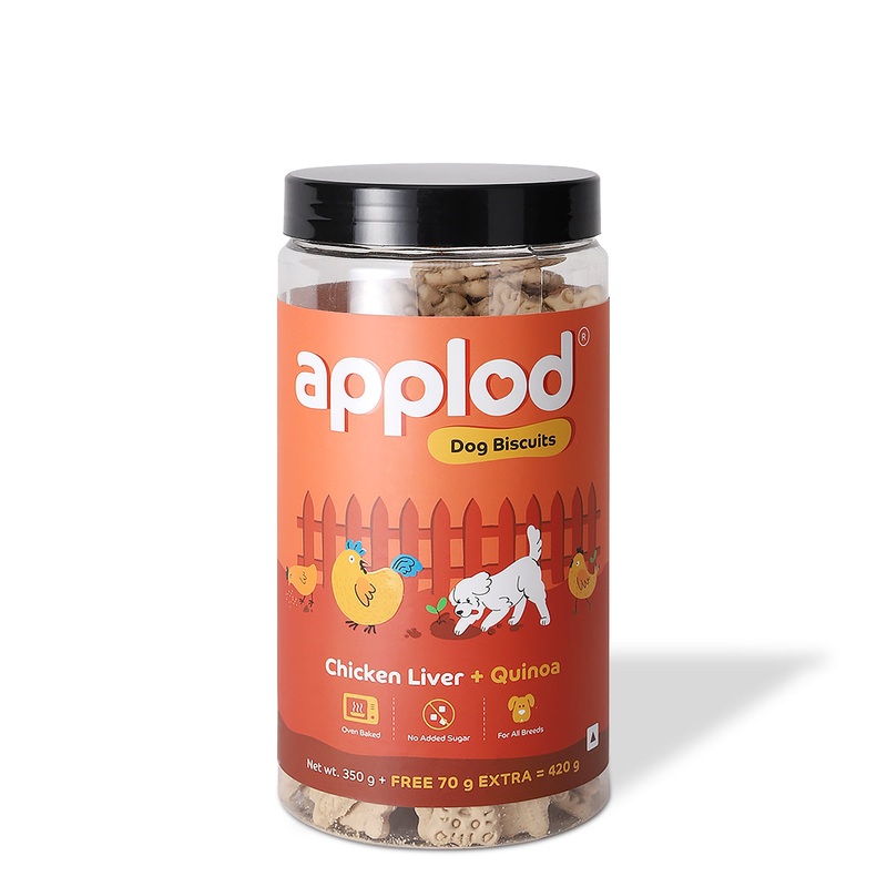 Applod Chicken Liver Dog Biscuit With Quinoa 385 gm - Pack of 5