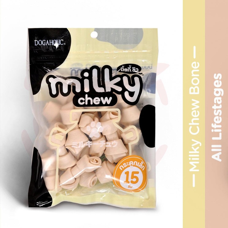 Dogaholic Dog Treats - Milky Chew Bone Style - 15 Pcs - 180g - Pack of 5