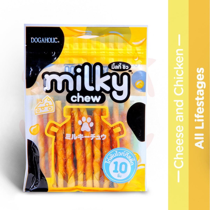 Dogaholic Dog Treats - Milky Chew Cheese & Chicken Stick Style - 10 Pcs - 130 g - Pack of 5