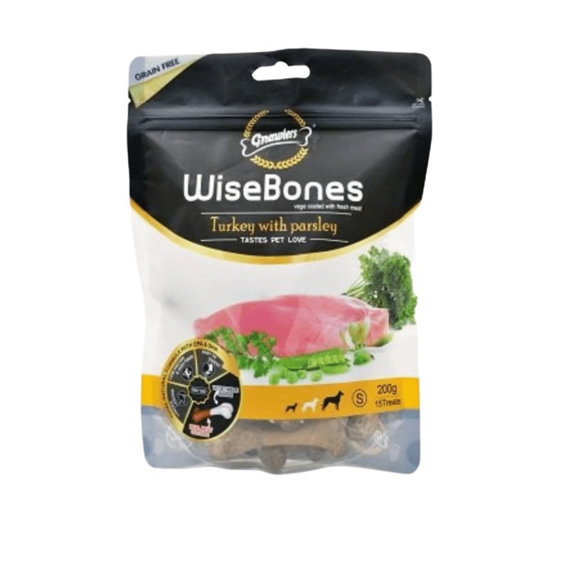 Gnawlers Dog Treats - Wisebone Grain Free - Turkey With Parsley- 200g - Pack of 5