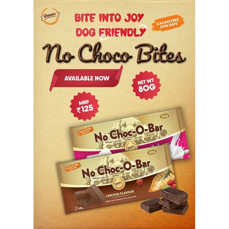 Gnawlers No Choc-O-Bar Milk Flavour Dog Treat 80 gm - Pack of 5