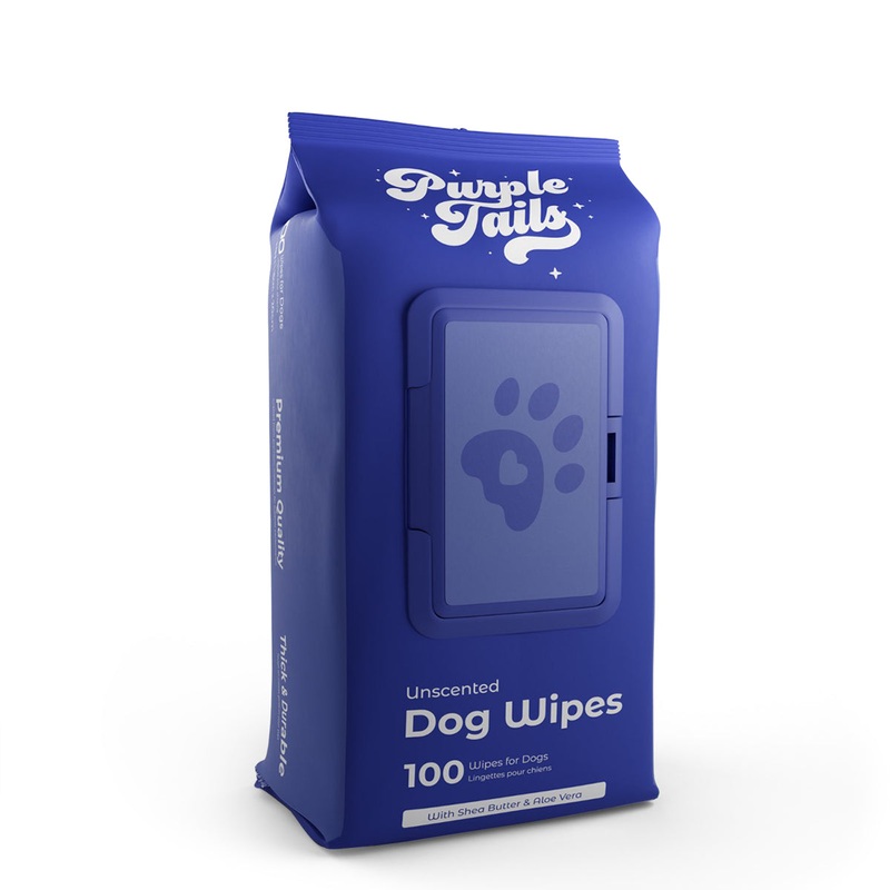 Purple Tails Dog WipesUnscented 100 Wipes