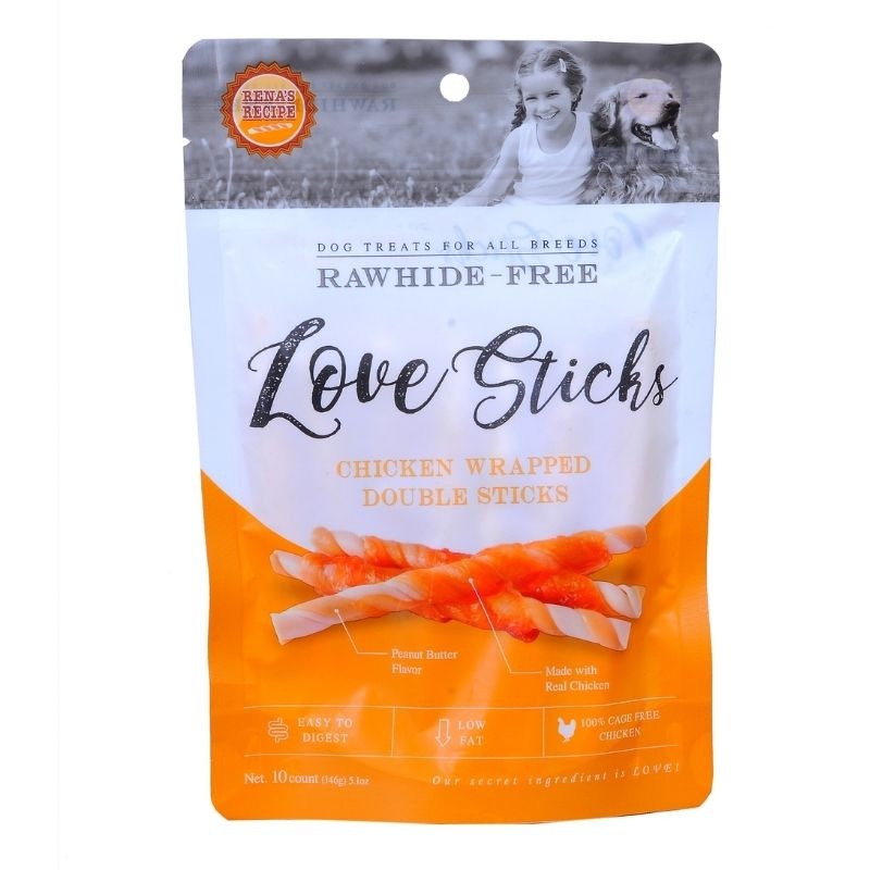 Rena Dog Treats - LOVE Chicken Wrapped Double Sticks - 10 pcs (146g) - Pack of 5