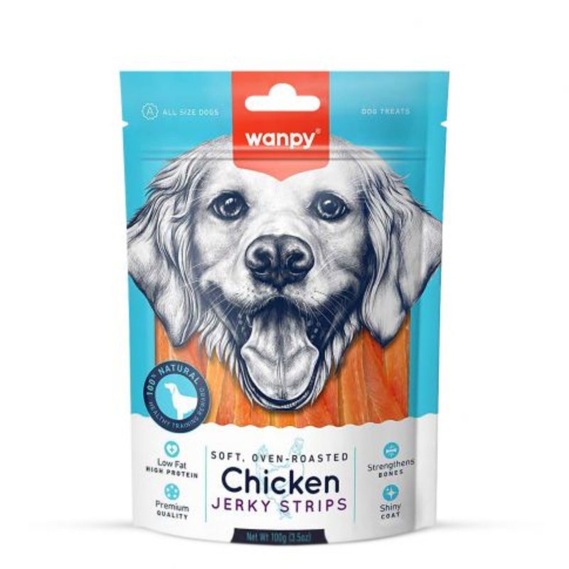 Wanpy Chicken Jerky Strips Dog Treat -100 gm - Pack of 5