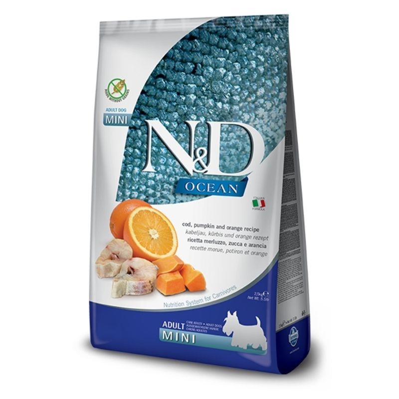 Farmina Dry Food - N&D Ocean Dog Pumpkin Codfish and Orange Adult Mini