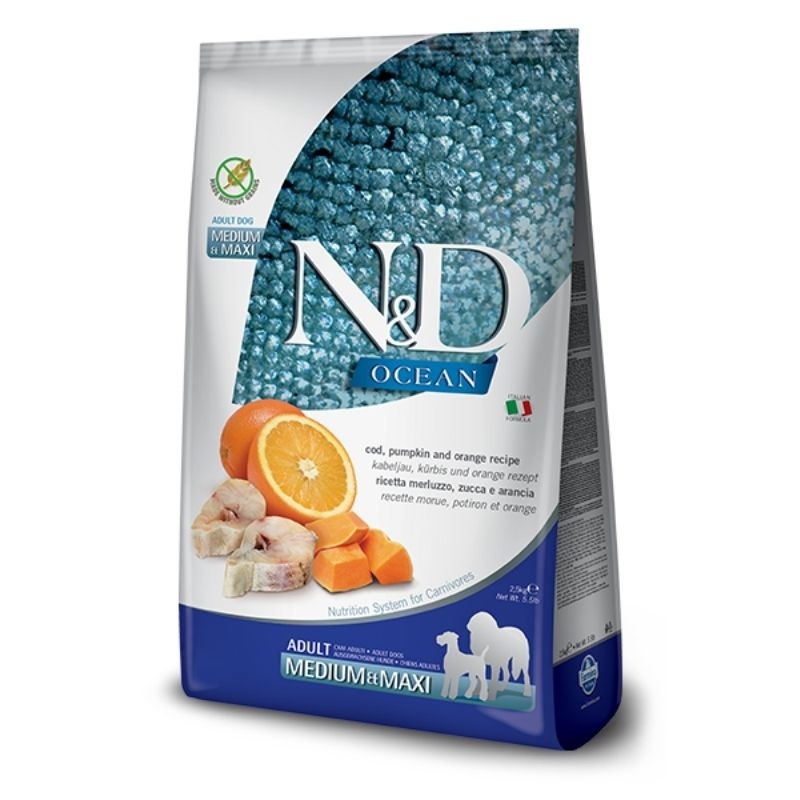 Farmina Dry Food - N&D Ocean Dog Pumpkin Codfish & Orange Adult Medium/Maxi