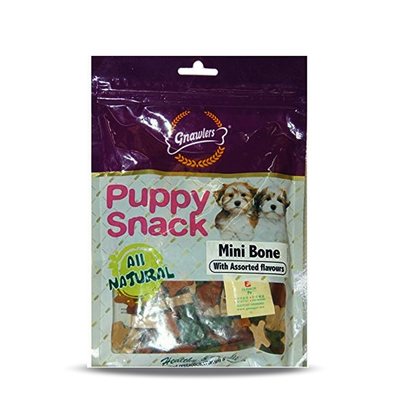 Gnawlers Puppy Snack Mini Bone Assorted Flavor Puppy Treat - 250 gm