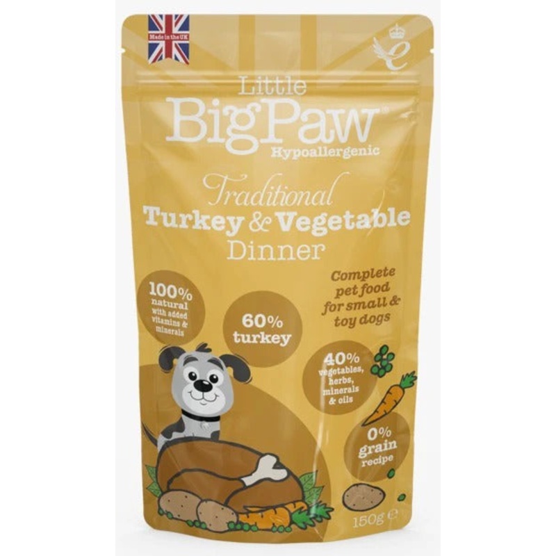 Little BigPaw Wet Dog Food - Traditional Turkey & Vegetable Dinner Pack of 7 (7 x 150 gms)