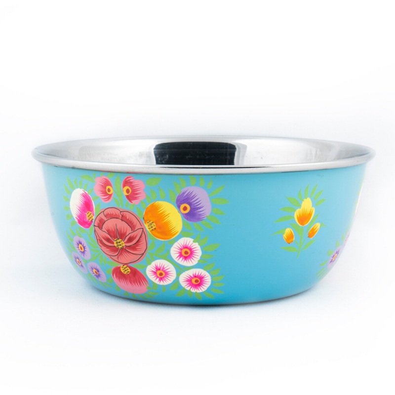 PoochMate Valley Art Steel Bowl Blue