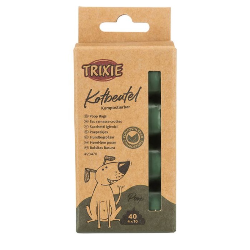Trixie Dog Dirt/Poop Bags Biodegradable Brown, 4 rolls of 10pcs