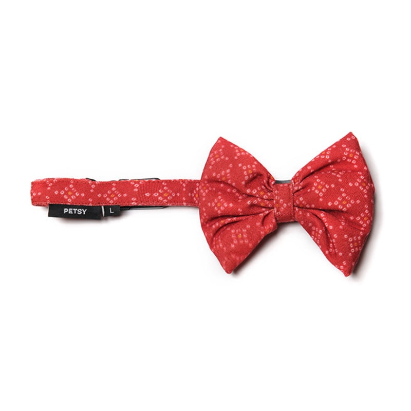 Bandhani Dog Bow With Strap - Red