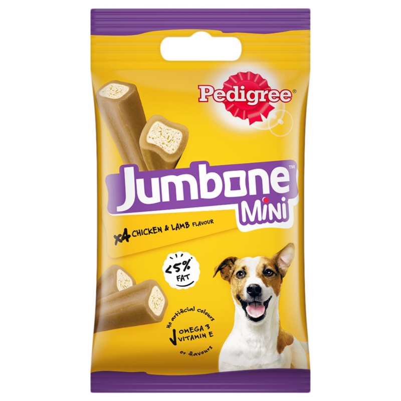 Pedigree Jumbone Mini Adult Dog Treat, Chicken & Lamb  160g Pack (4 Treats)