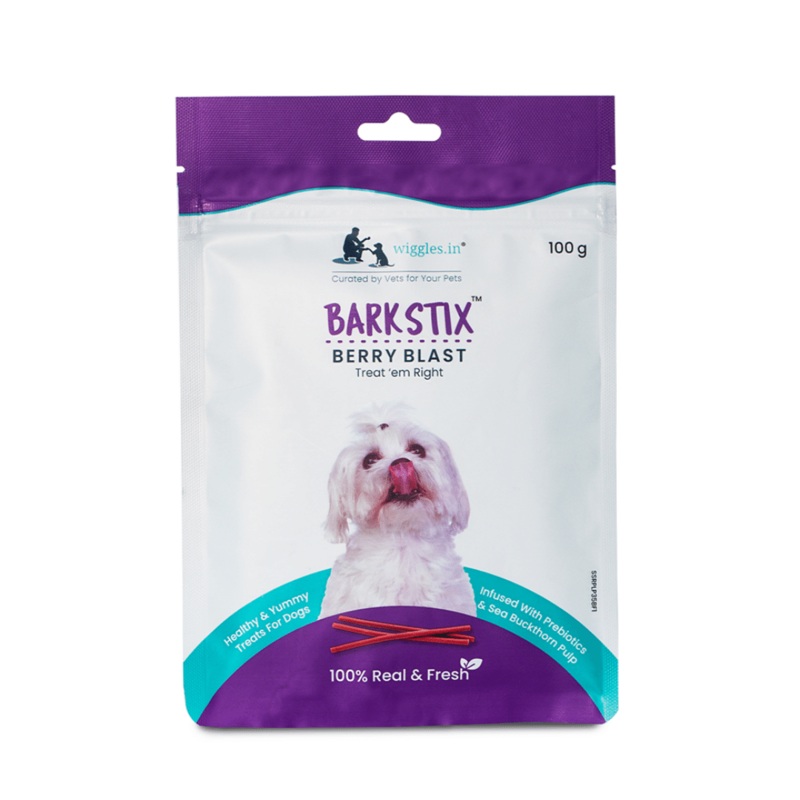 Wiggles Dog Treats - Barkstix Treats Berry Blast (100g)