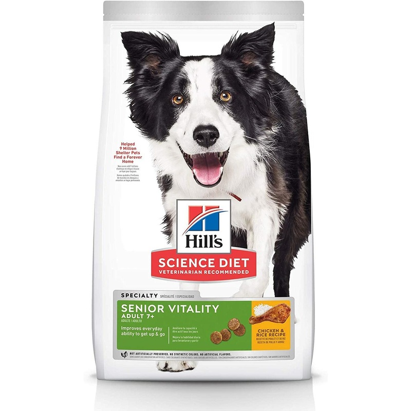 Hill's Science Diet Dry Dog Food, Adult 7+, Senior Vitality, Chicken & Rice Recipe