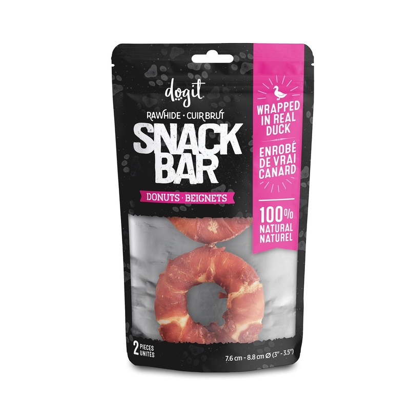 Dogit Snack Bar Dog Treats Duck Rawhide Donut