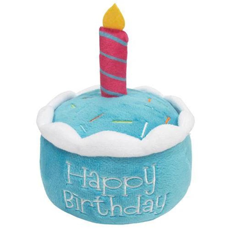Foufou Dog Plush Birthday Cake Dog Toy Blue
