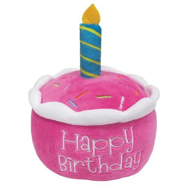 Foufou Dog Plush Birthday Cake Dog Toy Pink