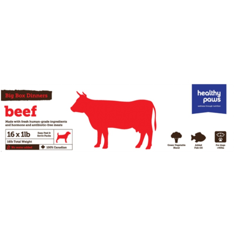 Healthy Paws Raw Dog Food Big Box Dinner Beef & Vegetable