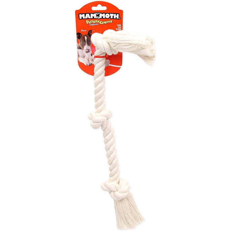 Rope Bone Flossy White 3 Knot Bone