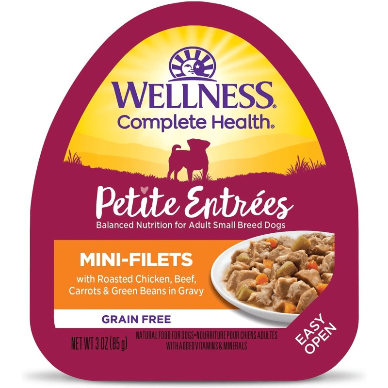 Wellness Petite Entres Roasted Beef, Chicken, Beef, Carrots & Green Beans in Gravy Wet Small Breed Dog Food